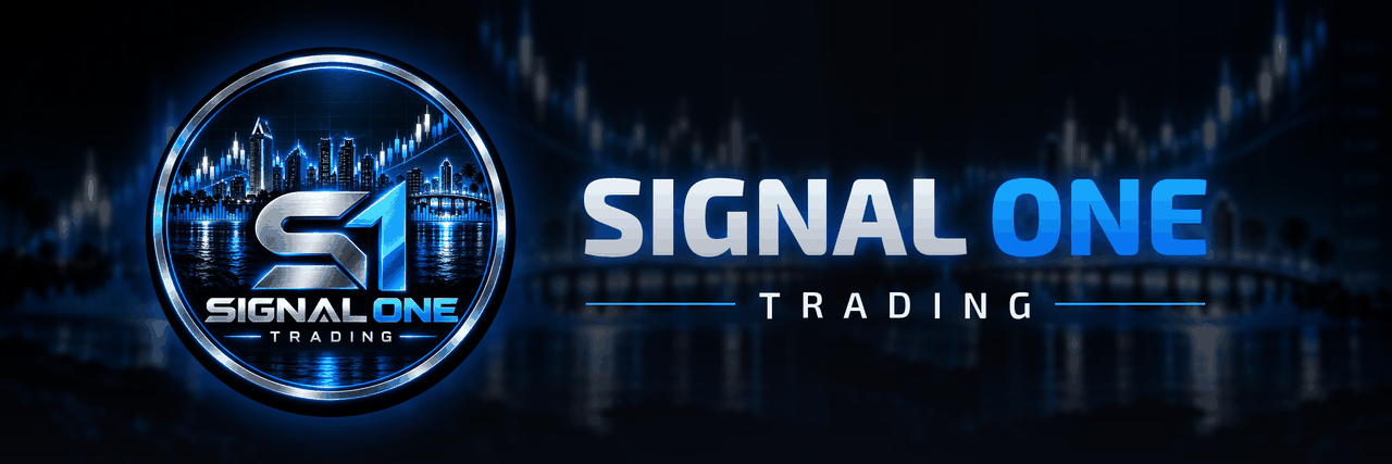Signal One Trading logo over a night San Diego skyline